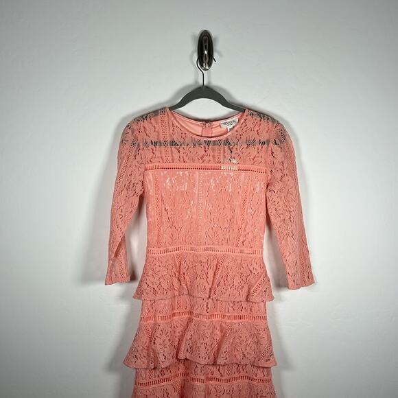 ALLISON New York Blush Lace Tiered 3/4 Sleeve Dress XS NWT - Picture 2 of 7